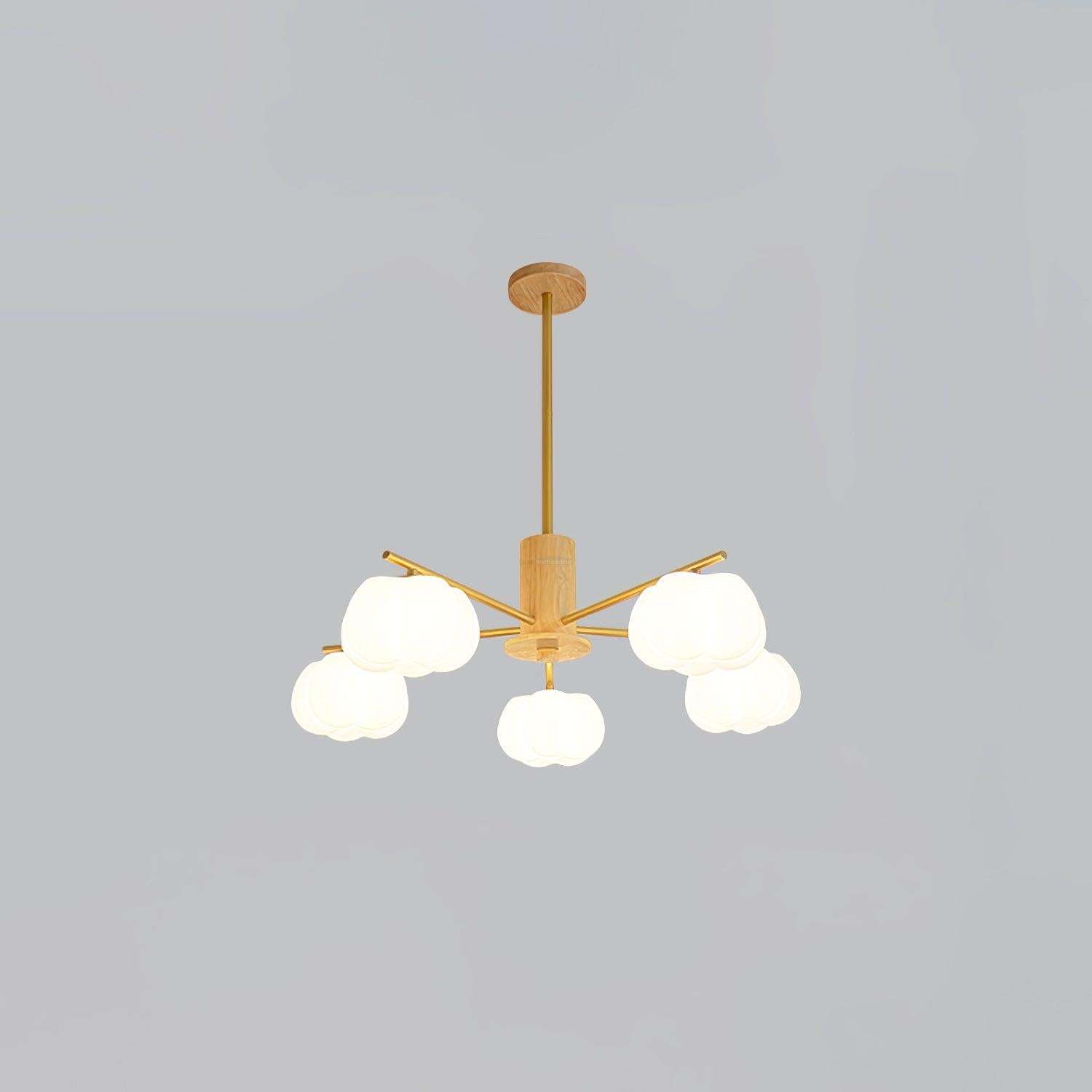 Wooden Cotton Balls Chandelier with 5/8 lamps-Sylvia Space