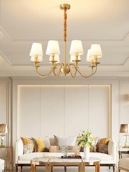 Tapered Fabric Brass Chandelier with 3/5/8 heads-Sylvia Space
