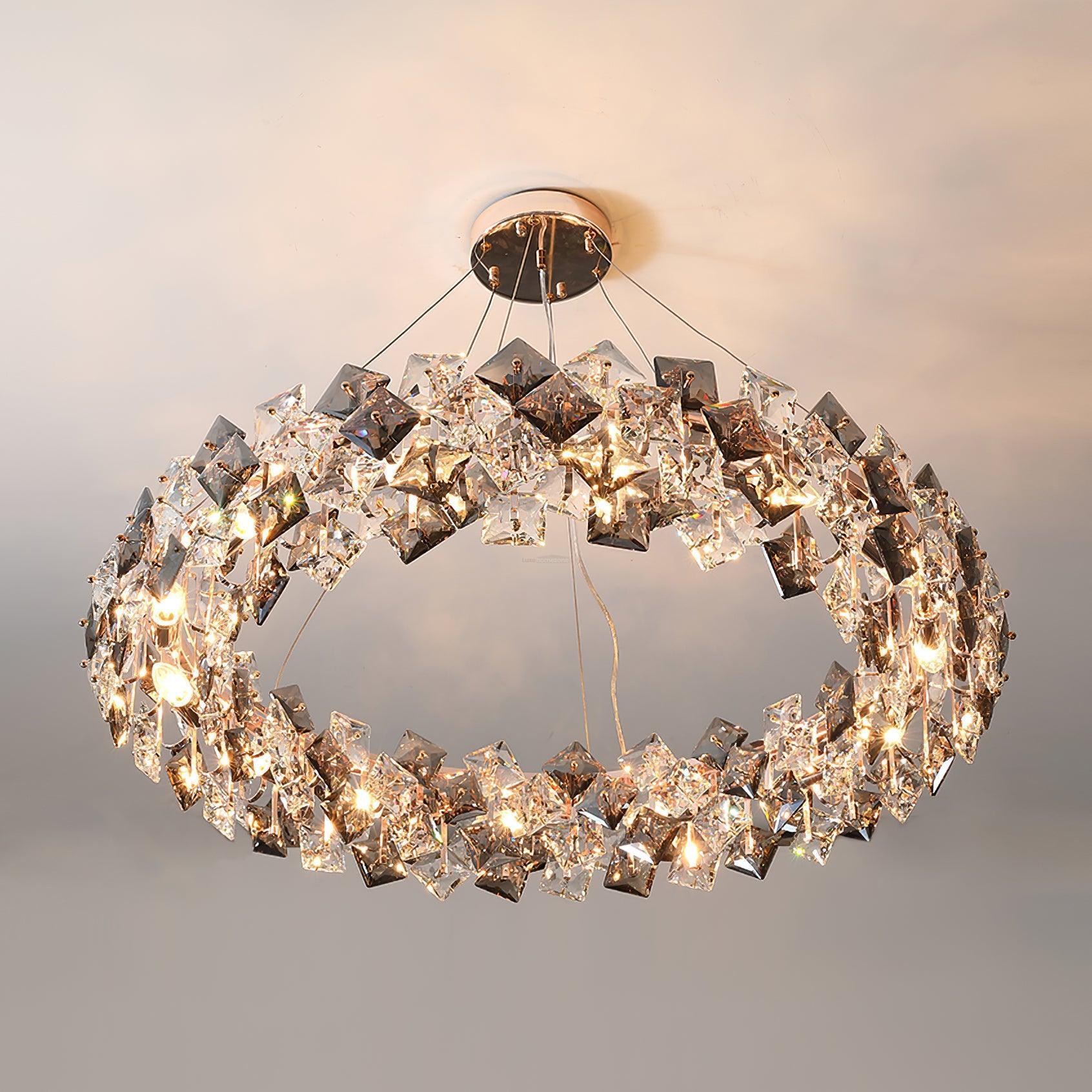 Scale Crystal Round Chandelier Φ 23.6″-Sylvia Space