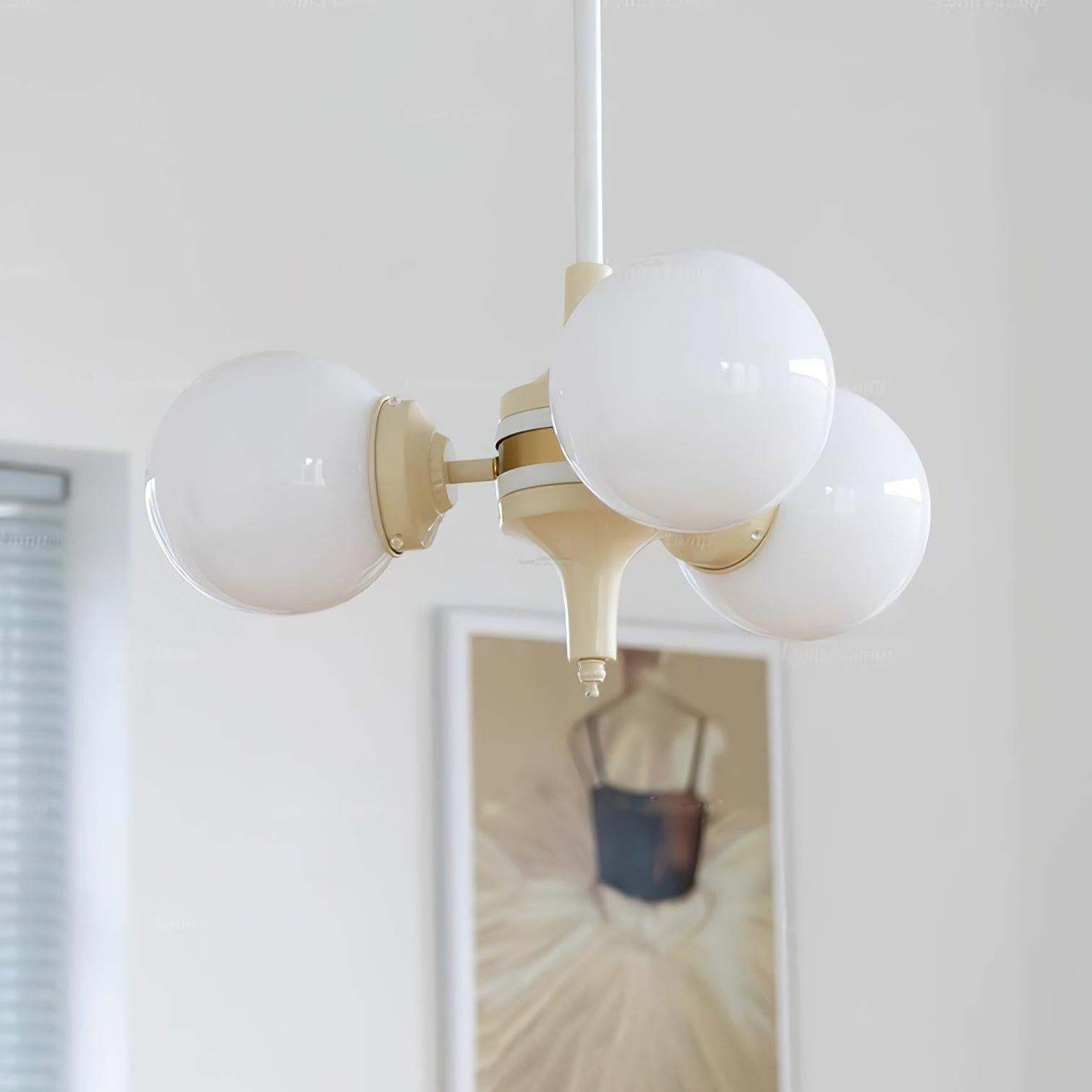 Cream Glass Ball Chandelier ∅ 19.7″-Sylvia Space