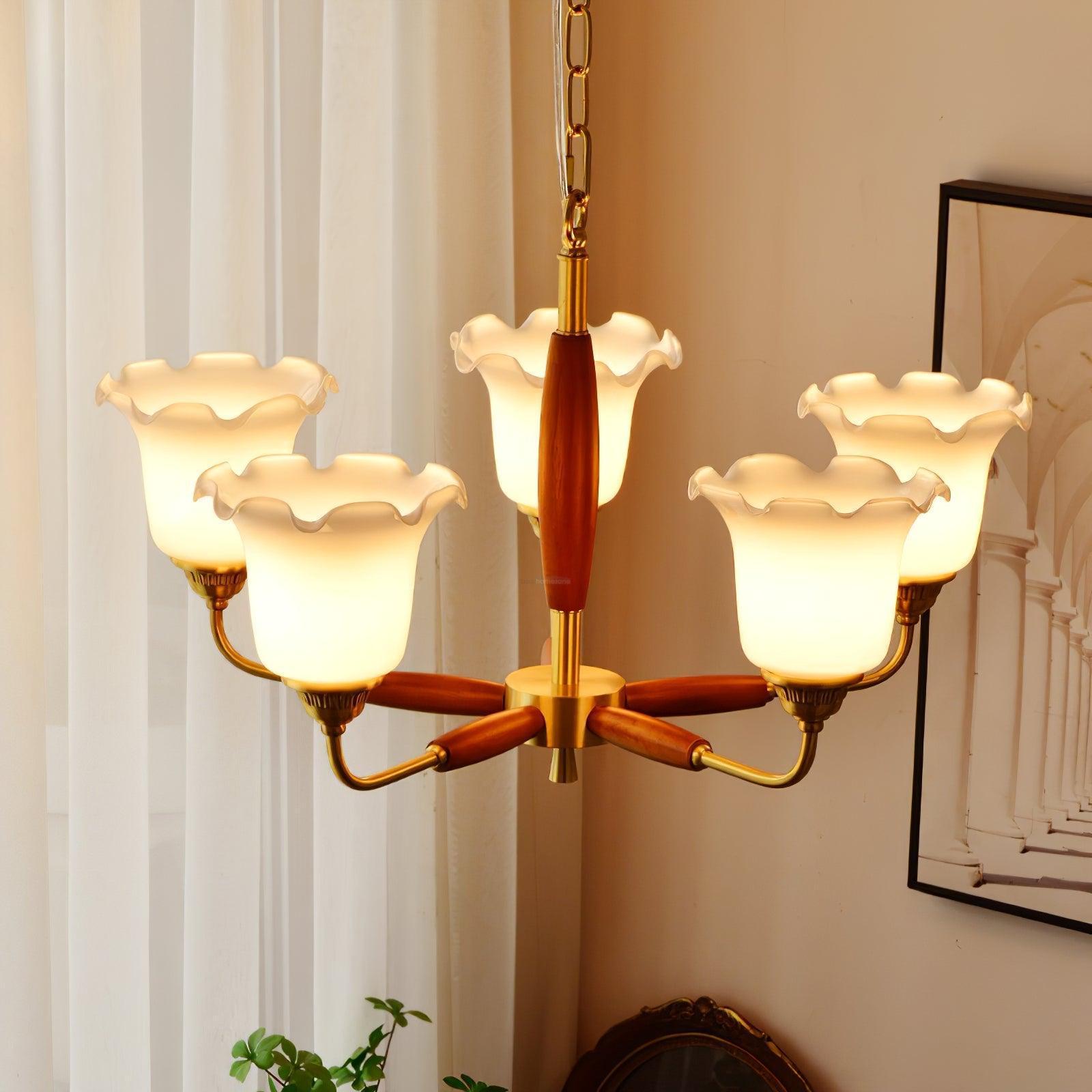 Trumpet Flower Glass Chandelier  ∅ 19.7″-Sylvia Space