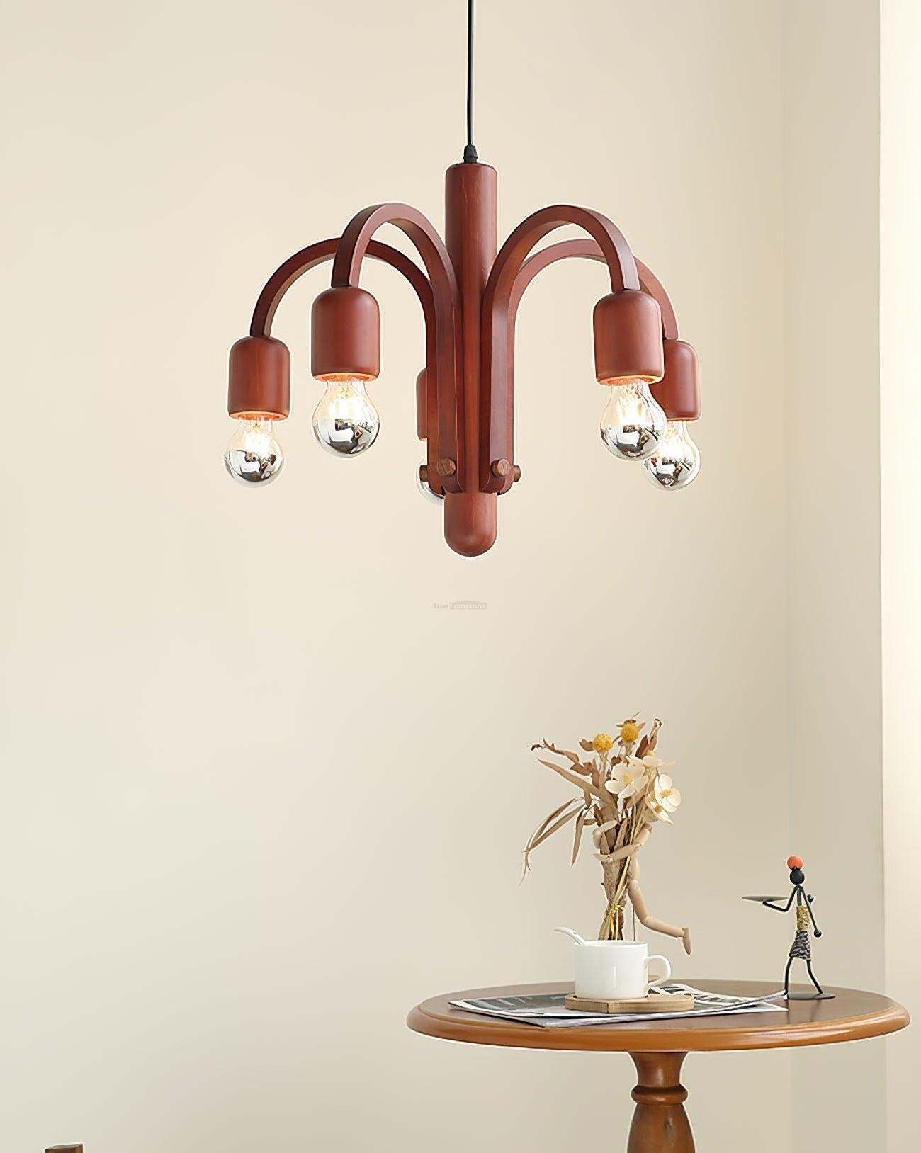 Candela Teak Chandelier Φ 19.6″-Sylvia Space