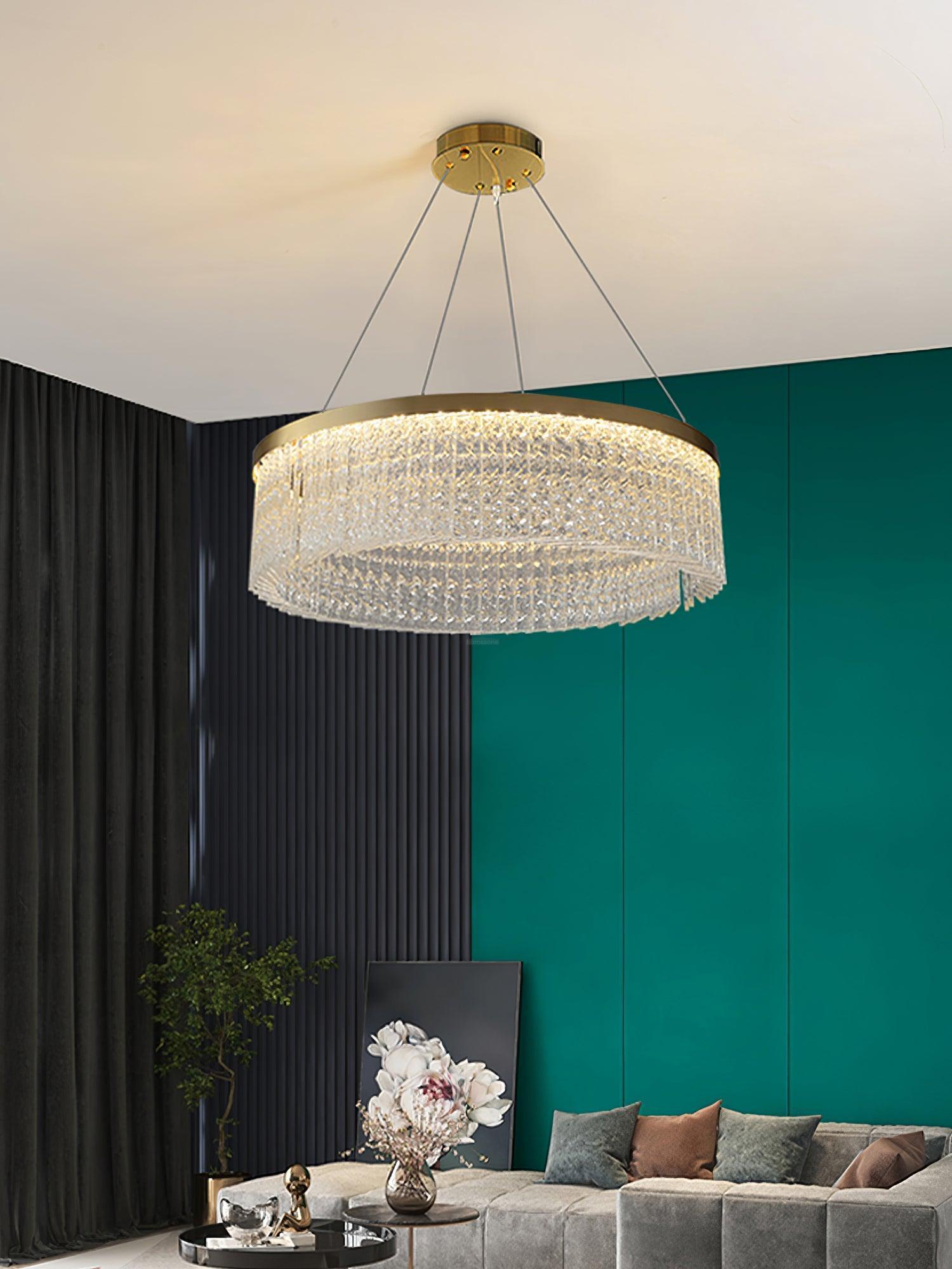 Halo Crystal Round Chandelier-Sylvia Space