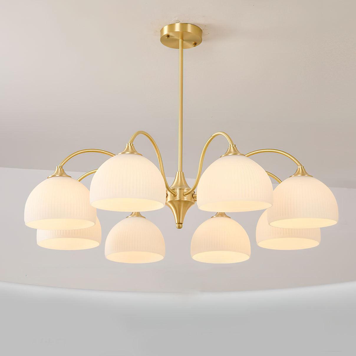 Striped Glass Bowl Chandelier with 5/6/8/10 heads-Sylvia Space