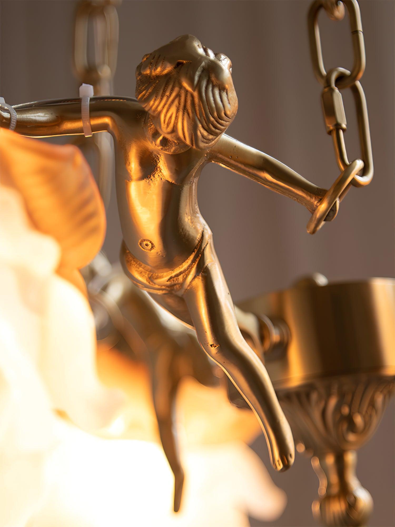 Putti Statuettes Brass Chandelier-Sylvia Space