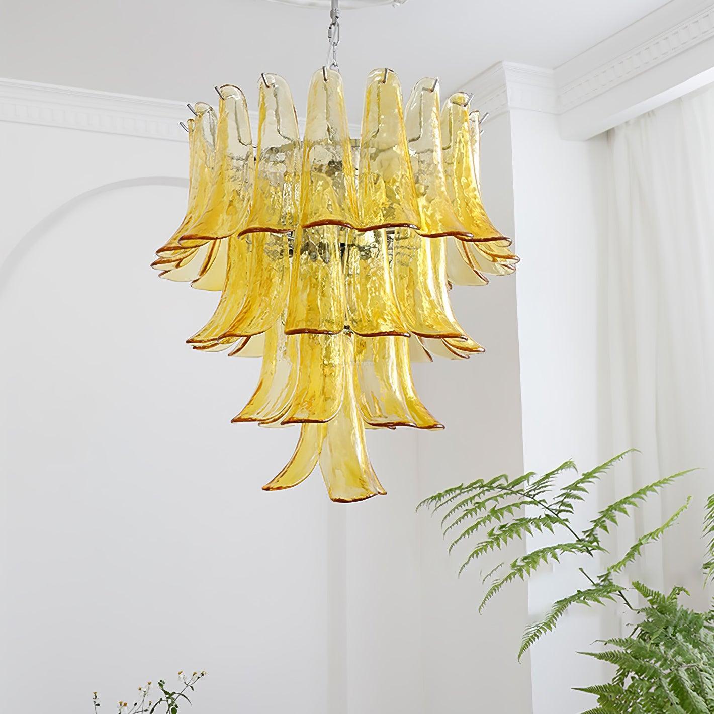 Glass Leaf Cascade Chandelier with 3/4 layer-Sylvia Space