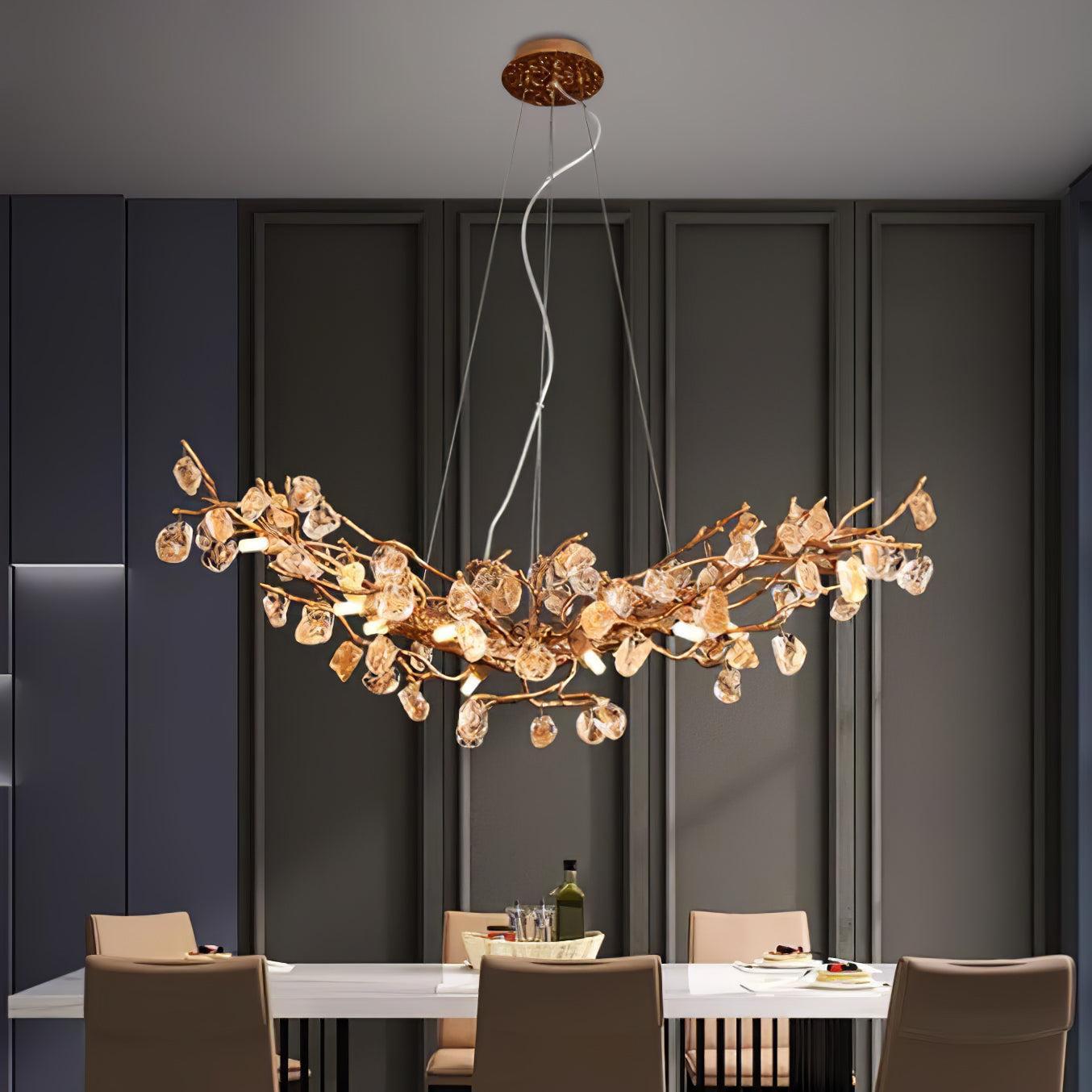 Stone Crystal Brass Chandelier  ∅ 5.1″-Sylvia Space