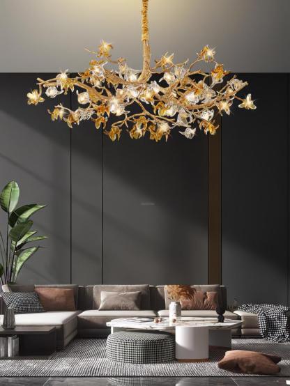 Aosta Brass Branch Type Chandelier-Sylvia Space