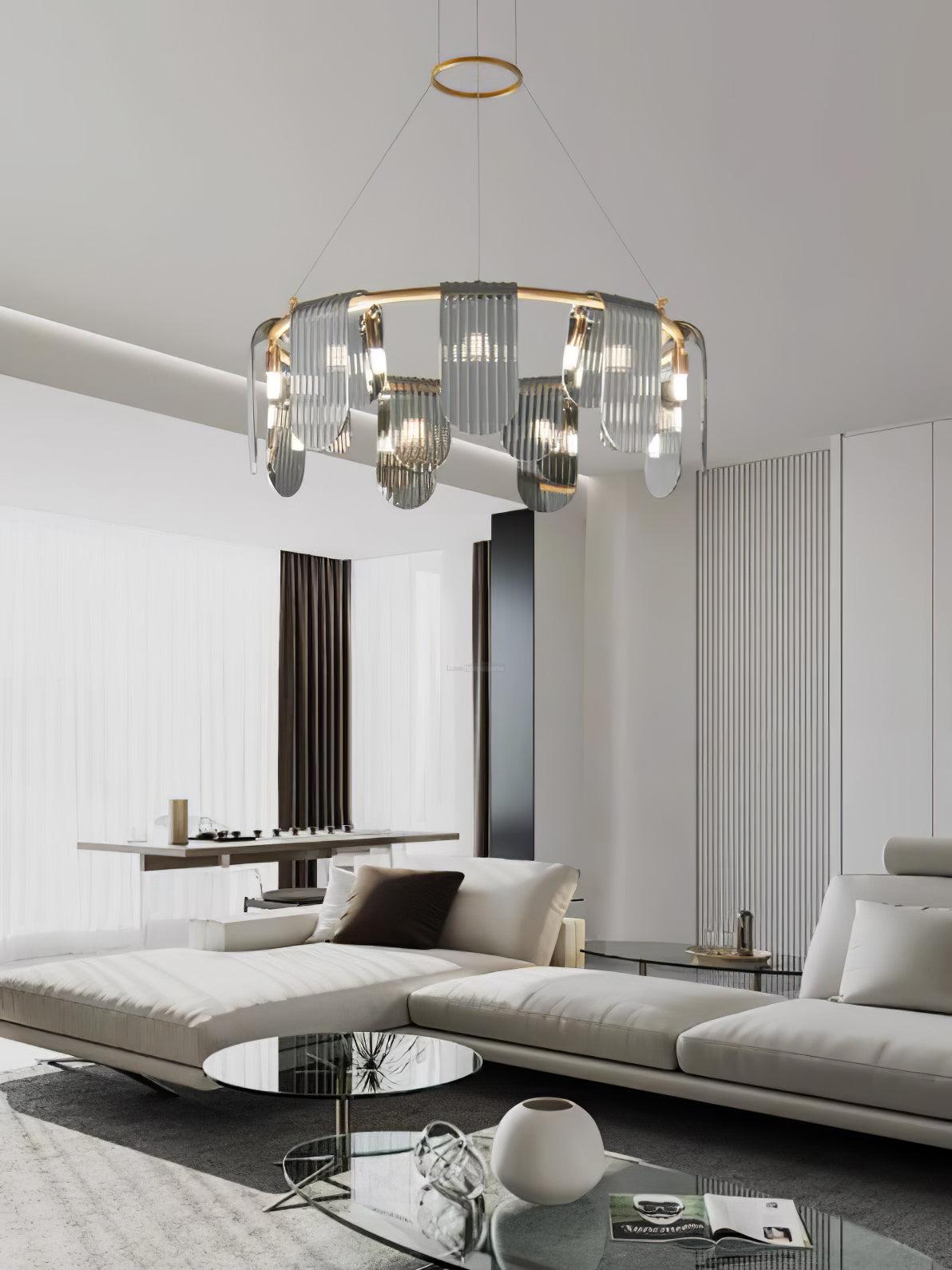 Folioles Brass Chandelier with 6/9/12 lamps-Sylvia Space