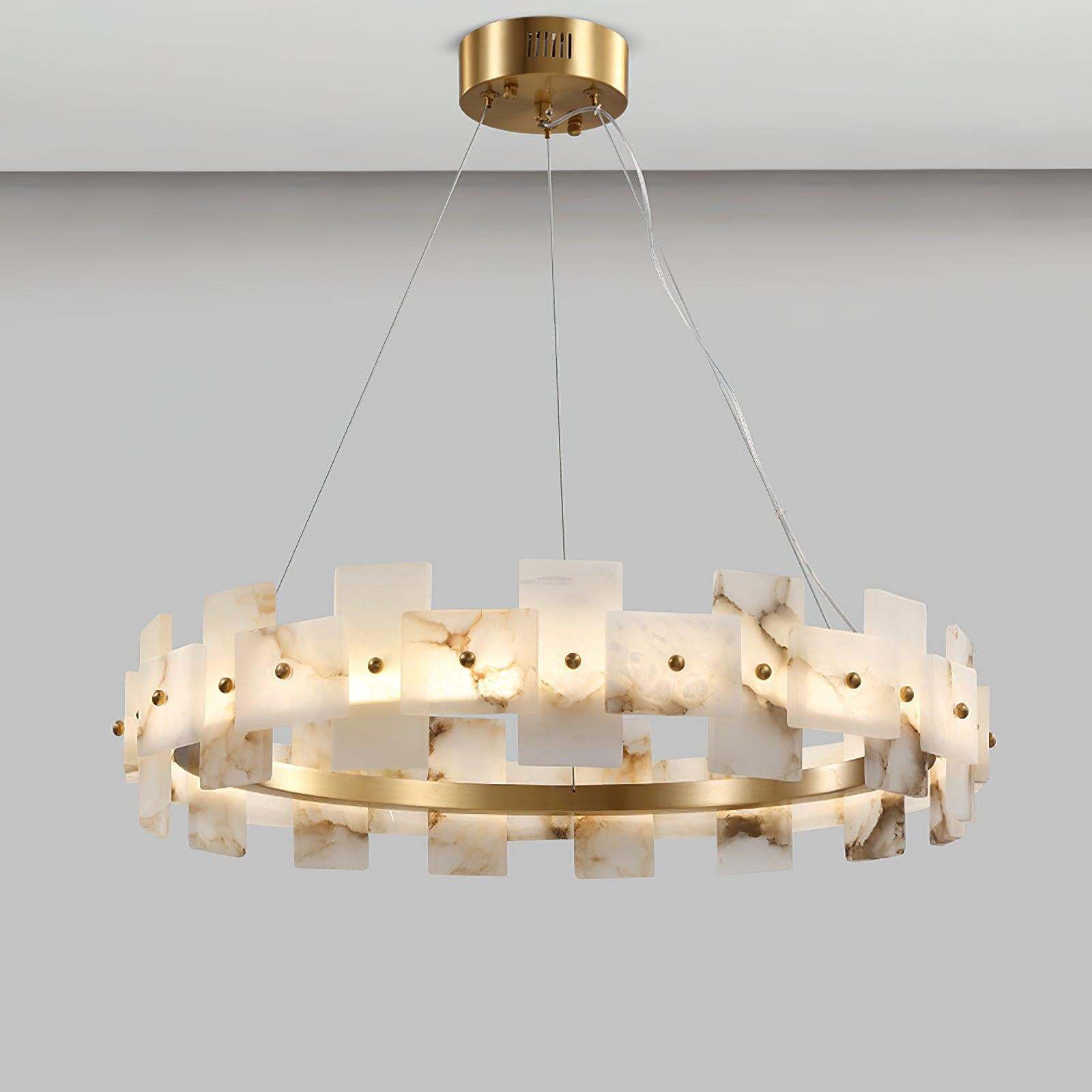 Alabaster Halo Chandelier Φ 23.6″/Φ 31.5''-Sylvia Space