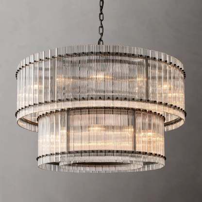 San Marc Handmade Glass 2-Tier Round Chandelier 48"-Sylvia Space