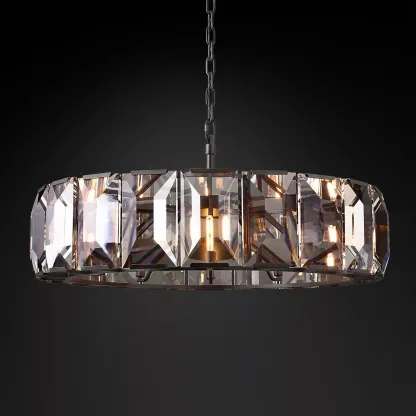 Harlow Faceted Crystal Round Chandelier 38"