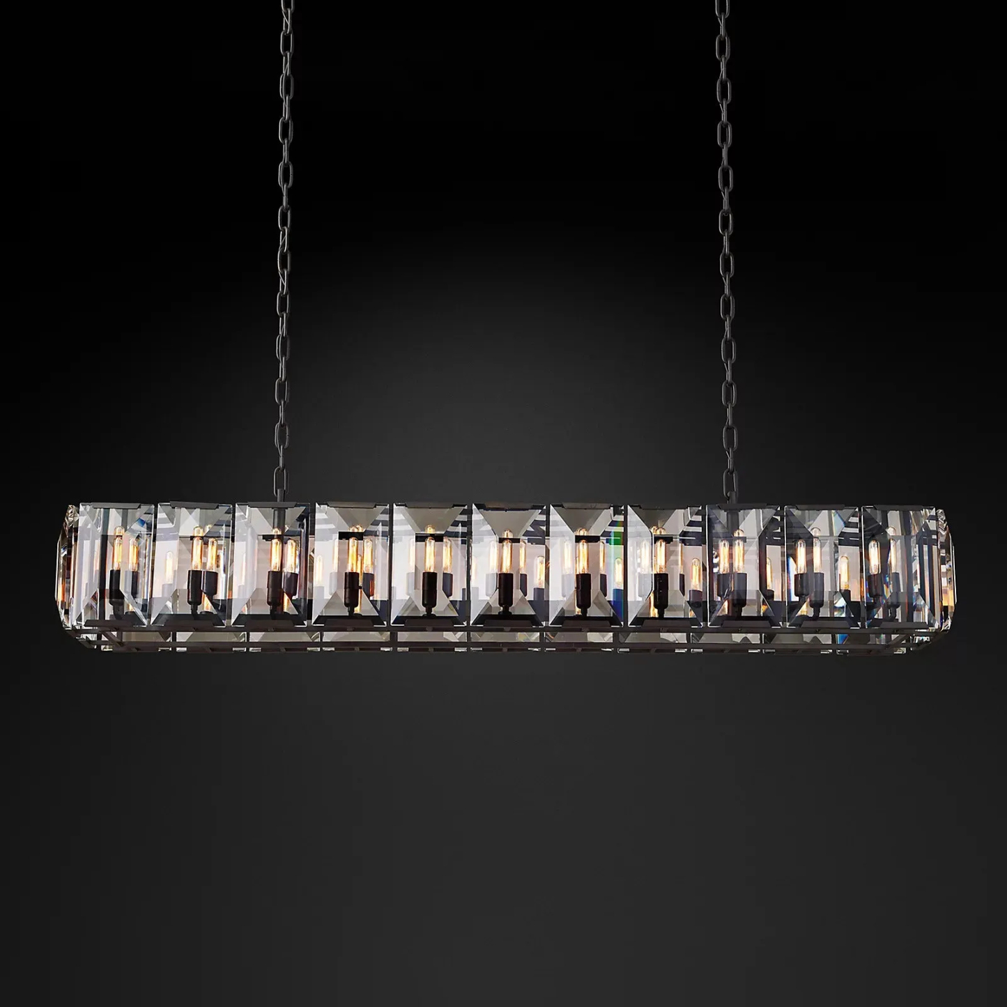 Harlow Faceted Crystal Rectangular Chandelier 74"