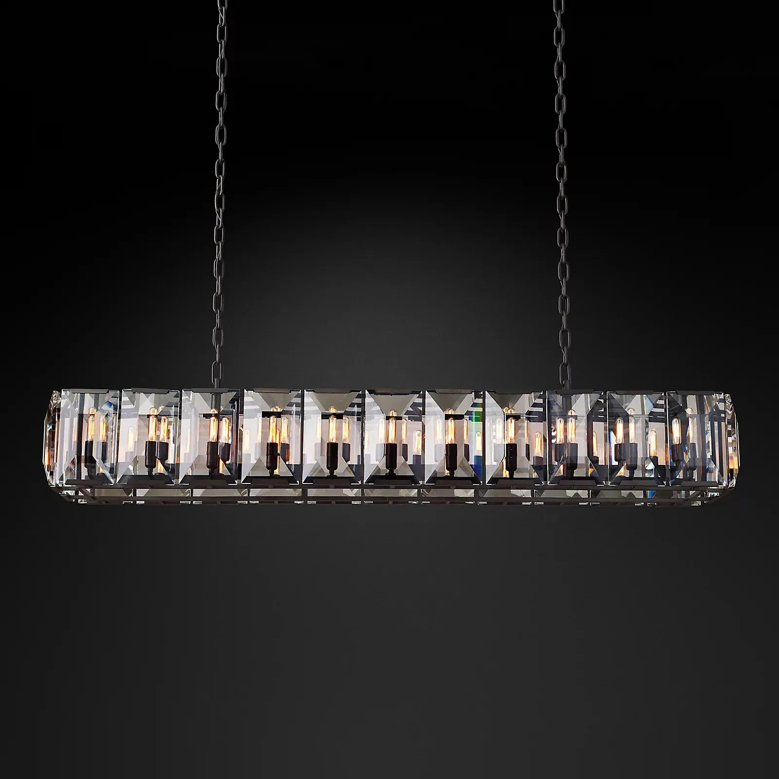 Harlow Faceted Crystal Rectangular Chandelier 74"