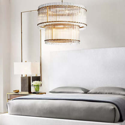 San Marc Handmade Glass 2-Tier Round Chandelier 48"-Sylvia Space
