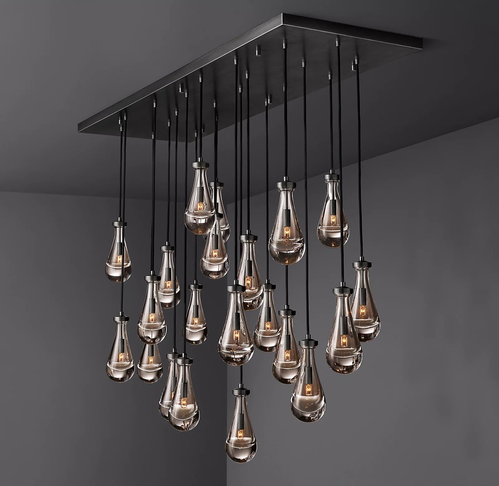 Raindrop Glass Linear Chandelier 72"