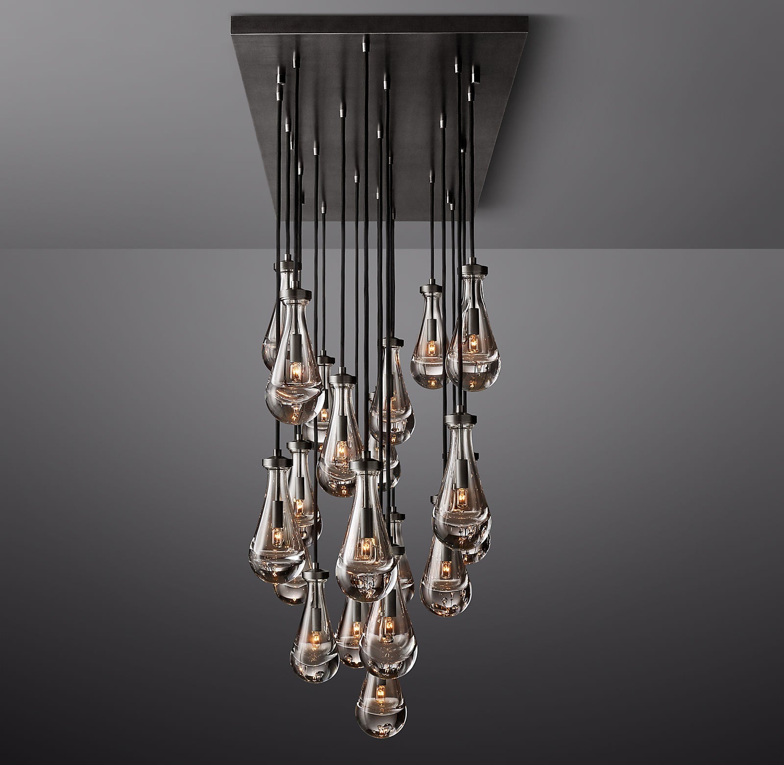 Raindrop Glass Linear Chandelier 72"