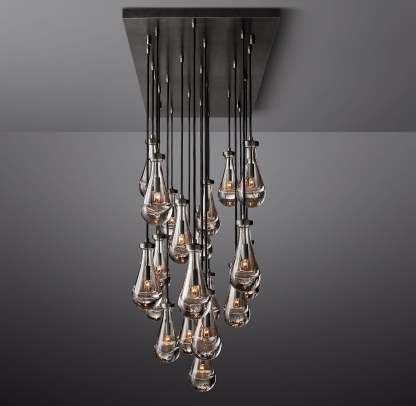 Raindrop Glass Linear Chandelier 72"