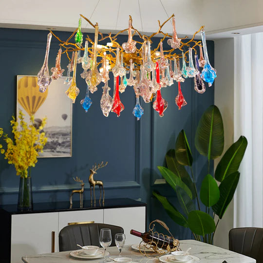 Scott Crystal Branch Colorful Chandelier, Upscale Chandelier Lighting-Sylvia Space