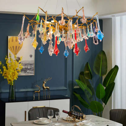Scott Crystal Branch Colorful Chandelier, Upscale Chandelier Lighting-Sylvia Space