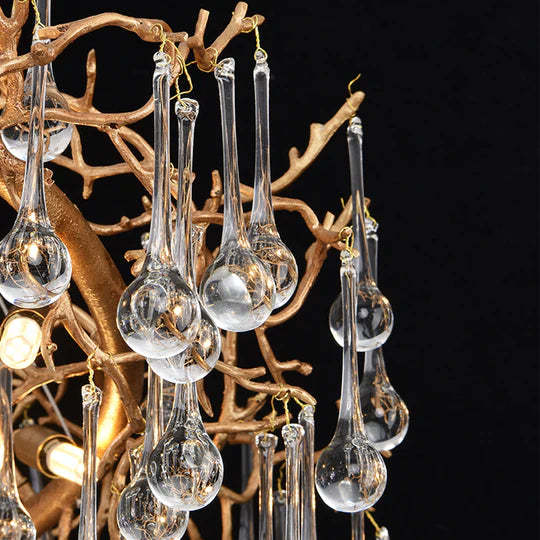 Lydia Clear Crystal Raindrop Branch Chandelier, Upscale Lighting Fixtures-Sylvia Space