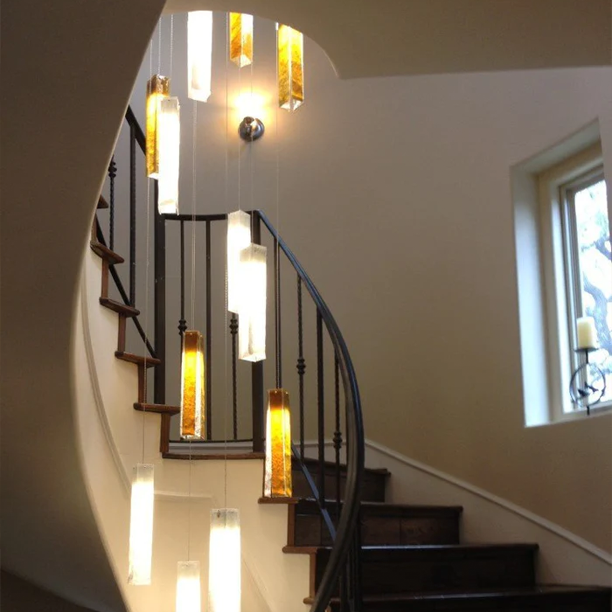 Rectangular  Glass  Pendant Chandelier-Sylvia Space