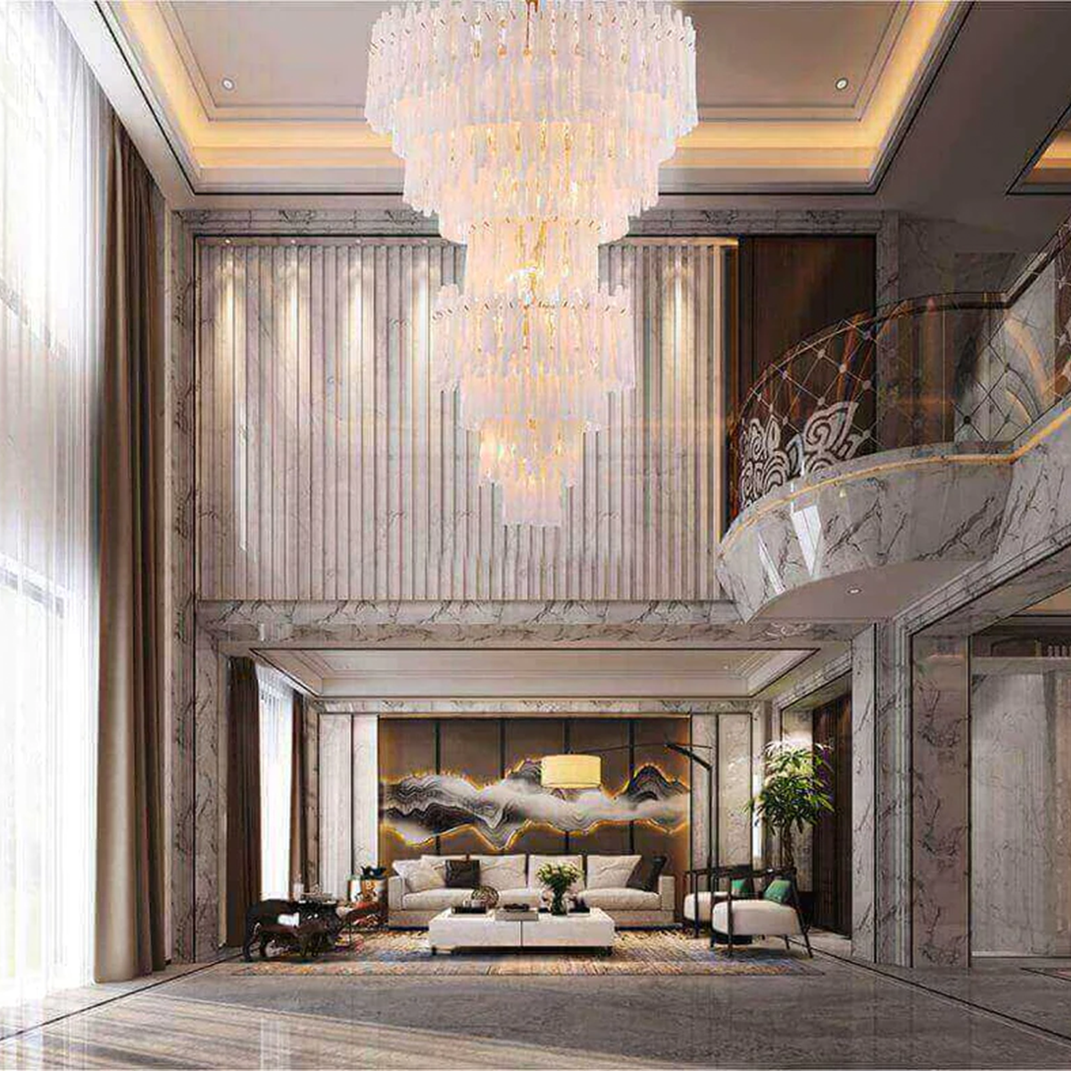 Blanch Cascading Murano Glass Chandelier-Sylvia Space