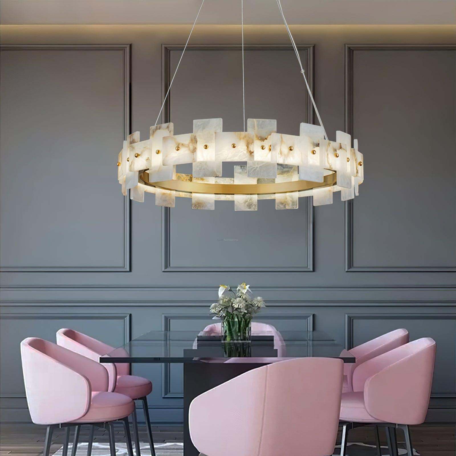 Alabaster Halo Chandelier Φ 23.6″/Φ 31.5''-Sylvia Space
