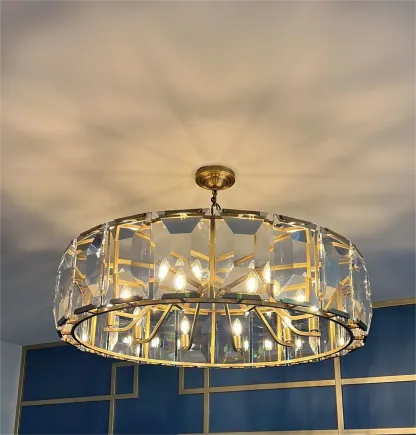 Harlow Faceted Crystal Round Chandelier 38"