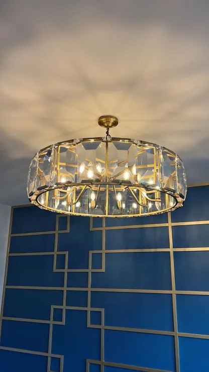 Harlow Faceted Crystal Round Chandelier 38"