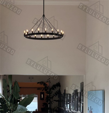 Caminy Vintage Filament Round Chandelier 38"