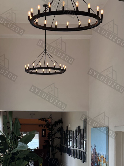 Caminy Vintage Filament Round Chandelier 38"