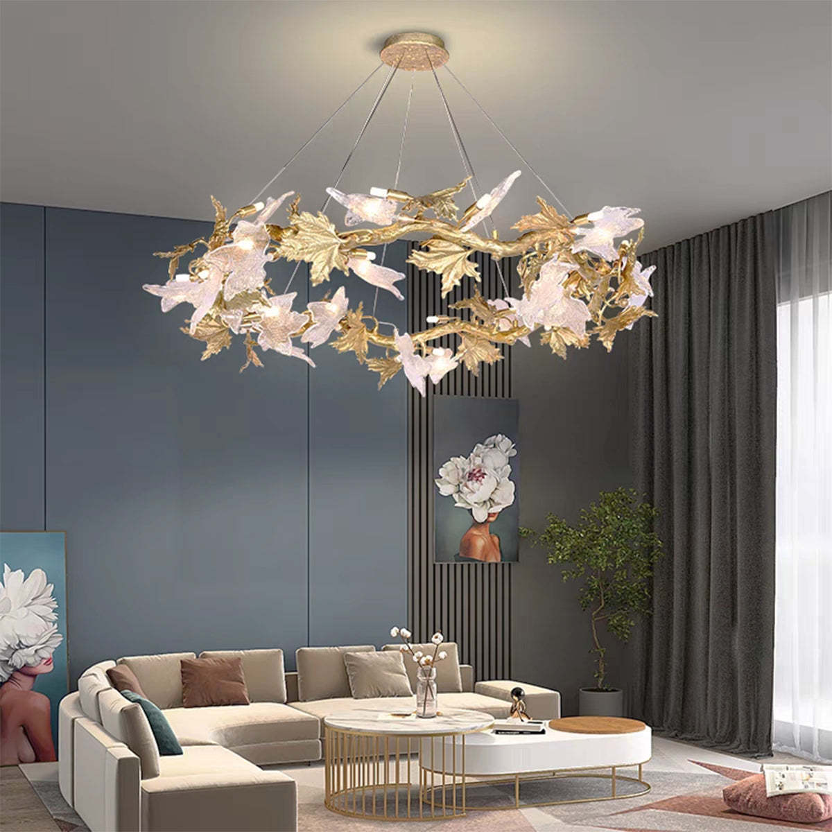 Leafy Dendritic Round Chandelier-Sylvia Space