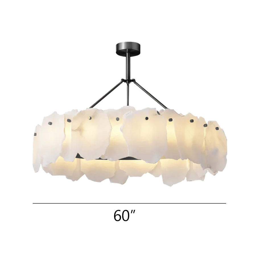 Alabaster Modern Snowflake Round Chandelier