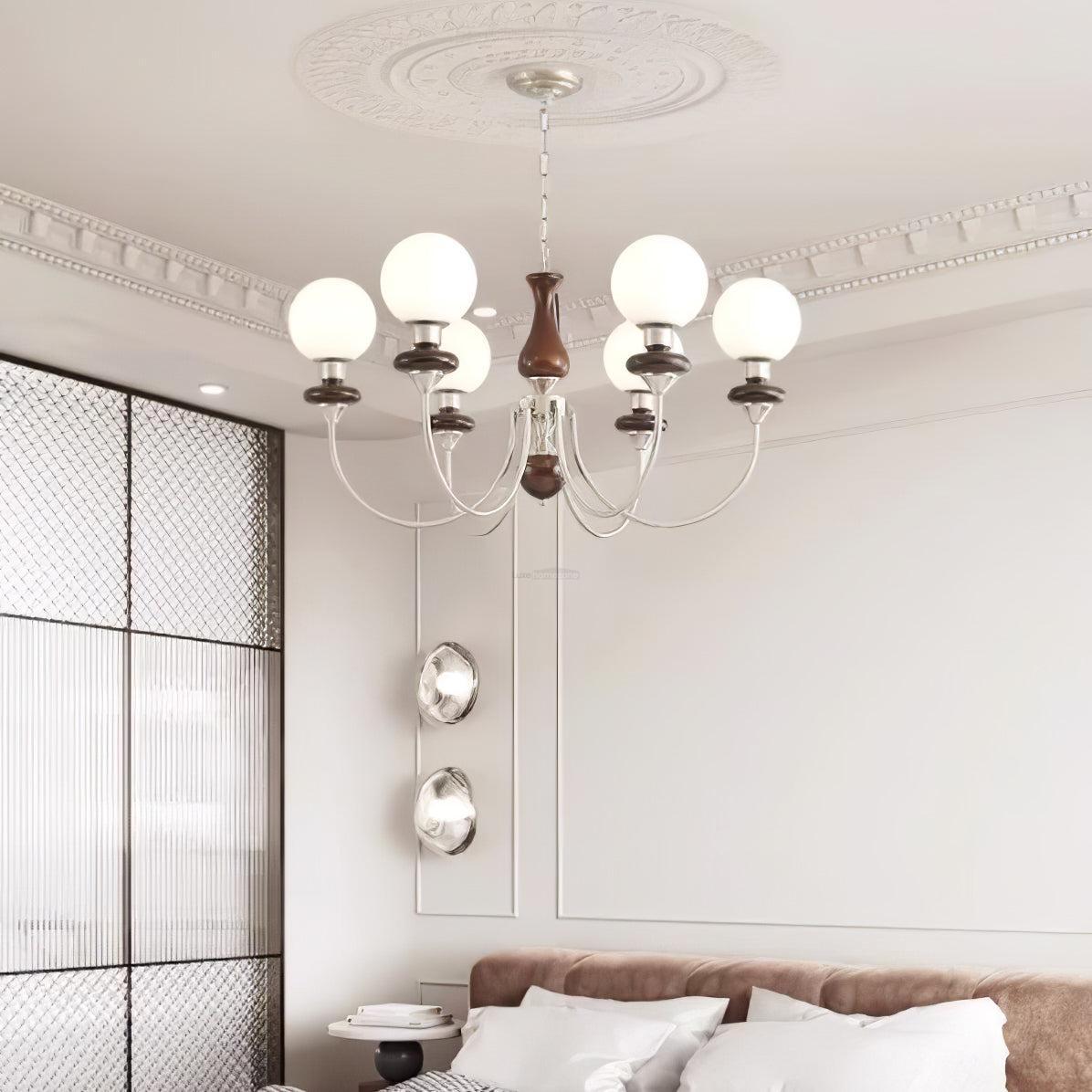 Walnut Brass Chandelier with 3/6/8 lamps-Sylvia Space
