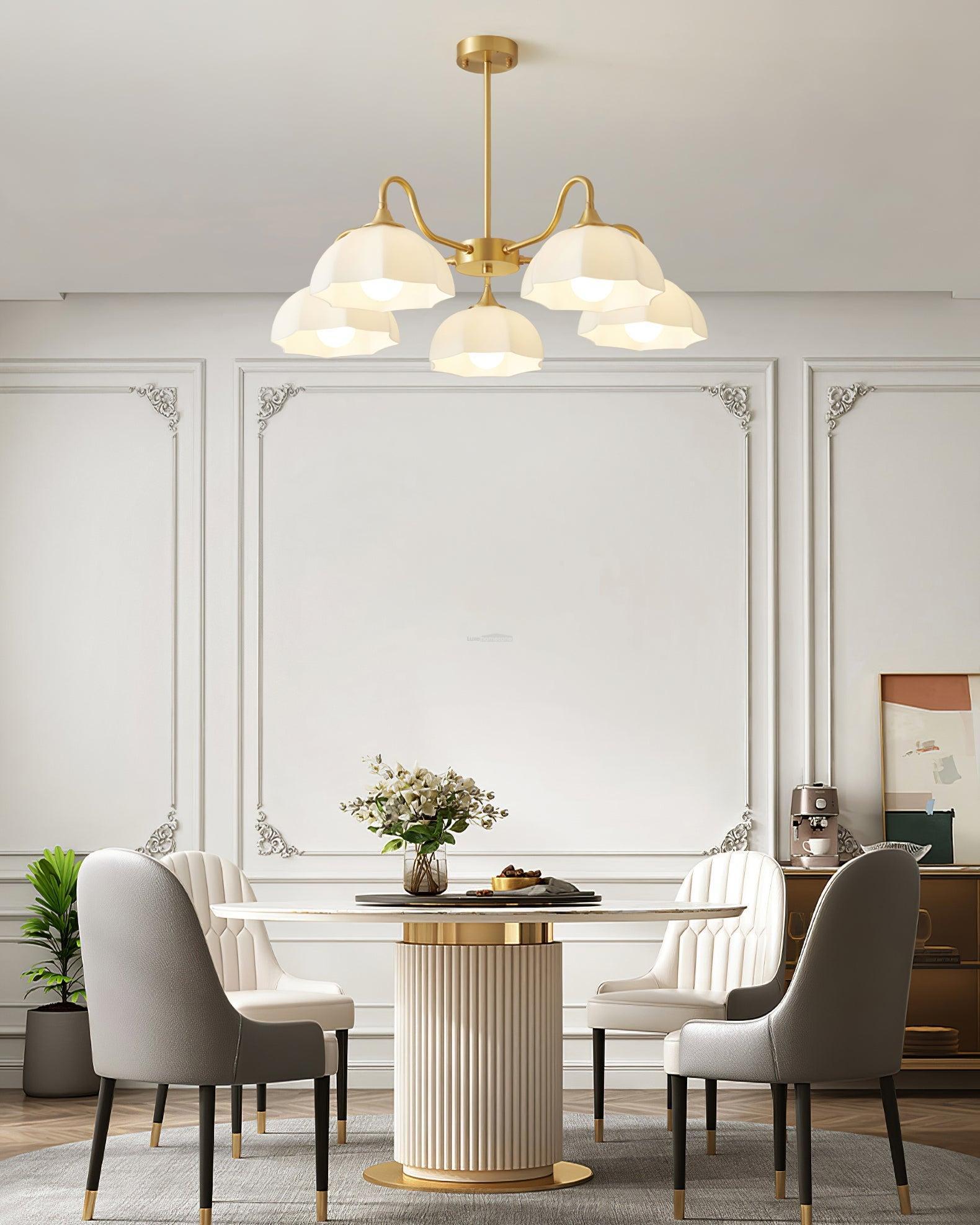 Octagonal Glass Bowl Chandelier with 3/5/8 heads-Sylvia Space