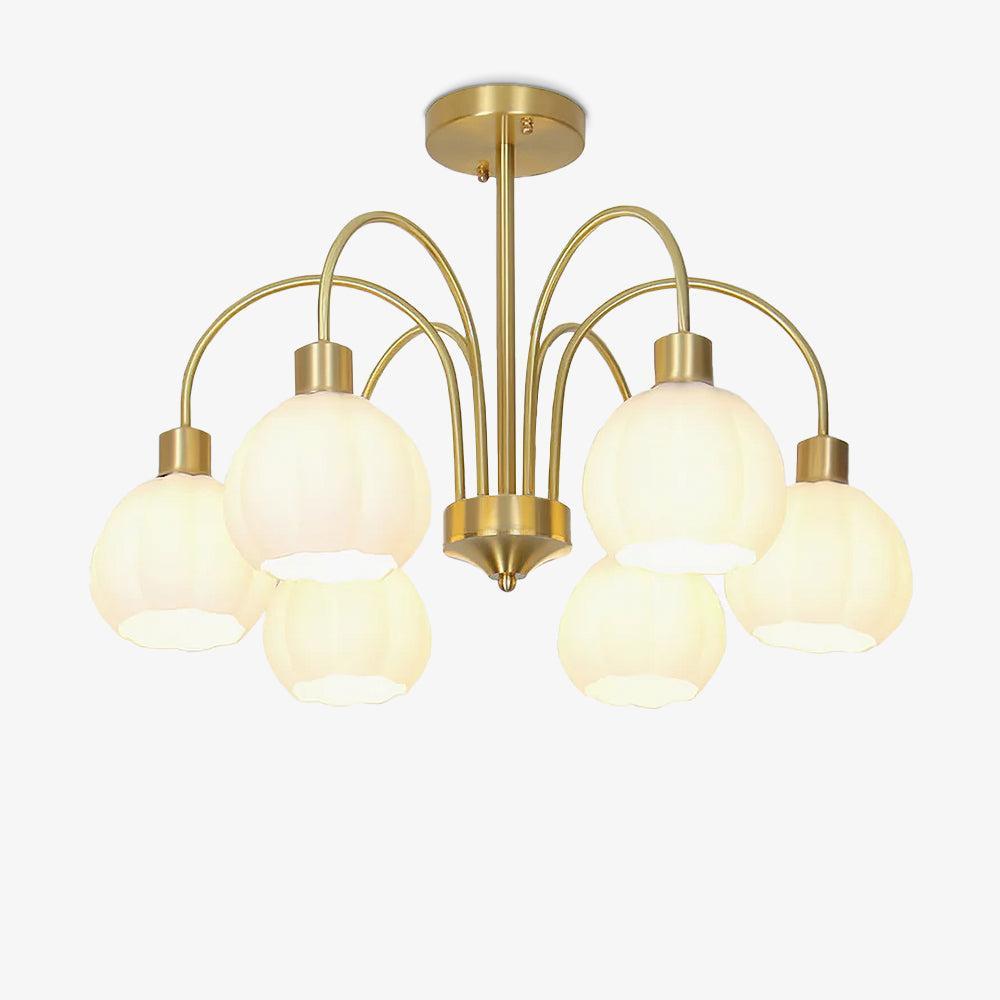 Glass Pumpkin Gold Chandelier with 3/5/6/8 heads-Sylvia Space