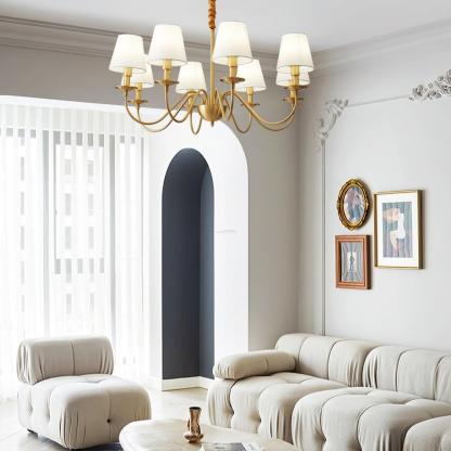 Tapered Fabric Brass Chandelier with 3/5/8 heads-Sylvia Space