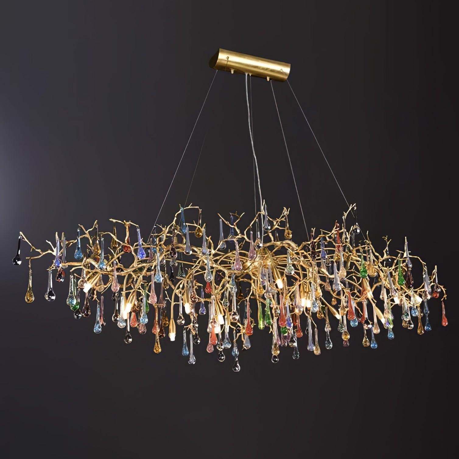 Colorful Teardrop Brass Branch Chandelier-Sylvia Space