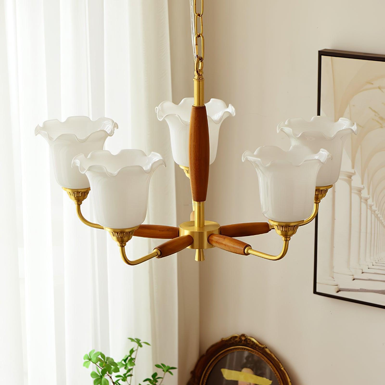 Trumpet Flower Glass Chandelier  ∅ 19.7″-Sylvia Space