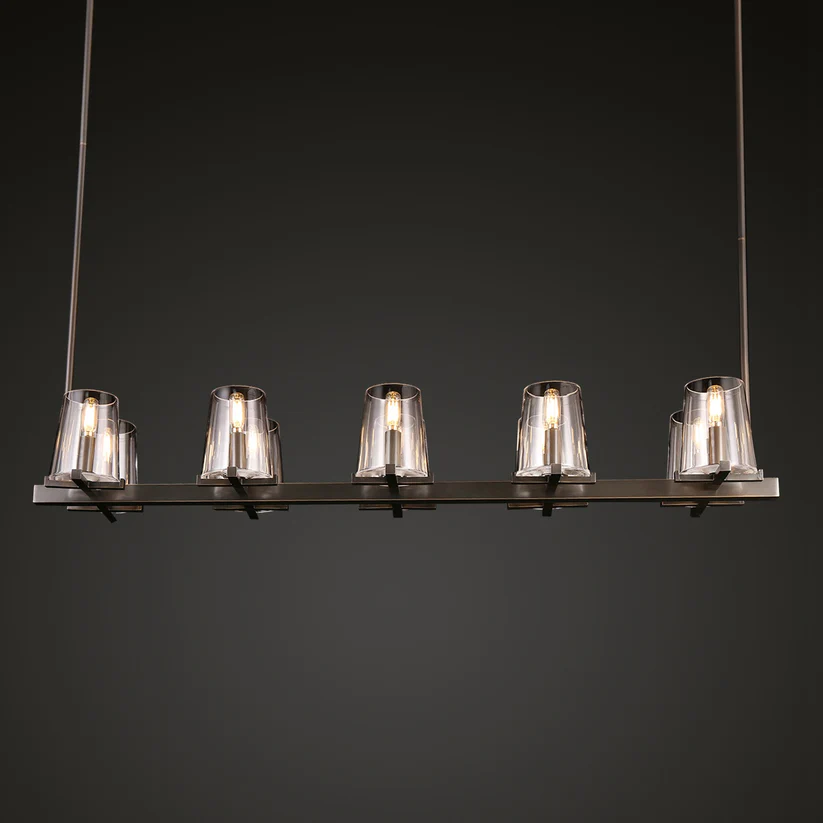 Kuseay Glass Linear Chandelier 49"