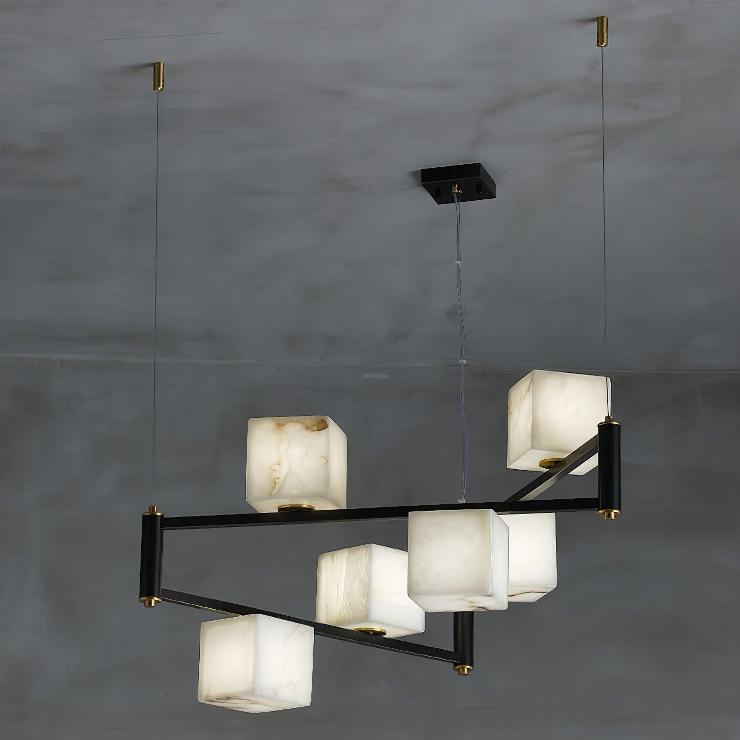 Alabaster Square Box Chandelier with 4/5/6/8/9 heads-Sylvia Space