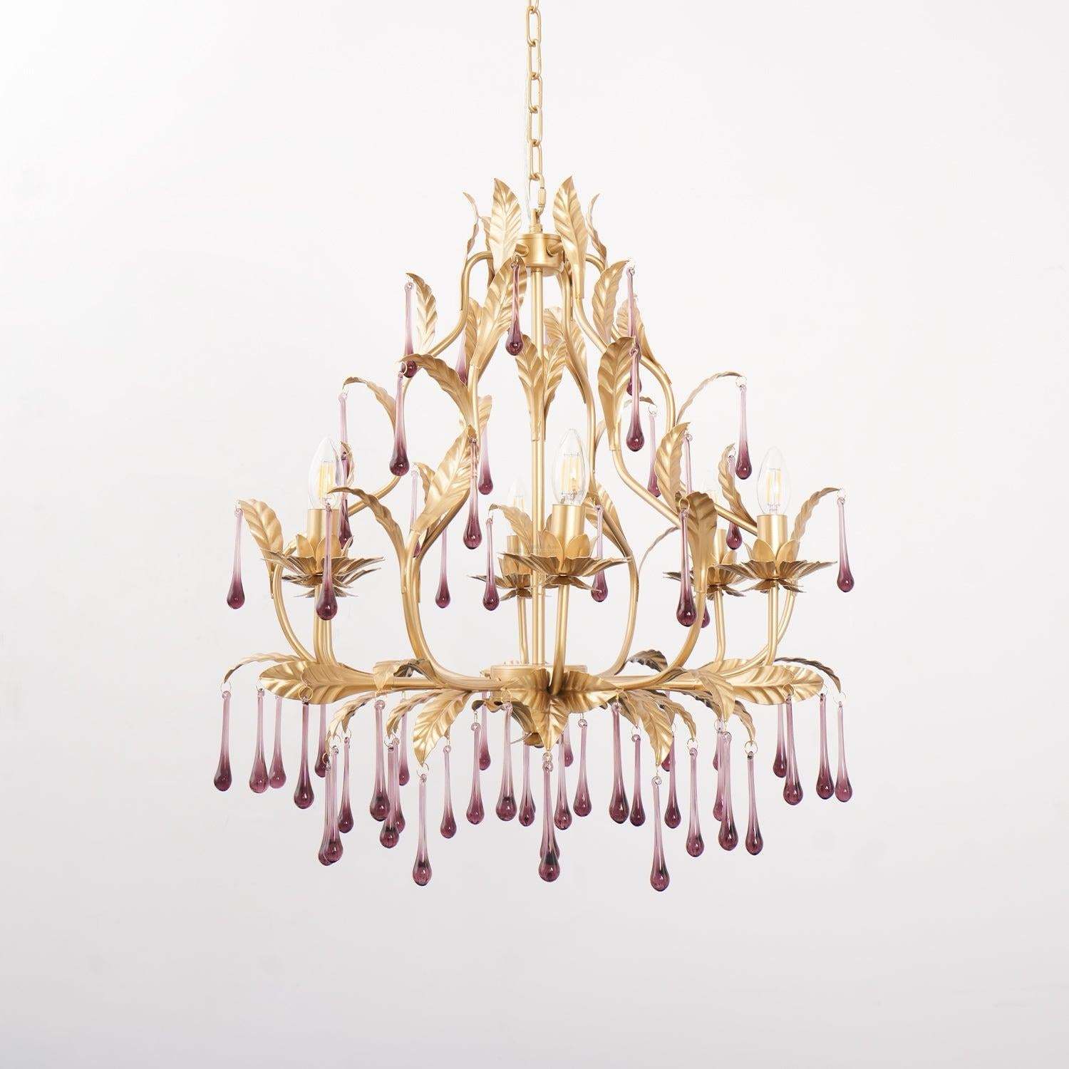 Amethyst Drops Crystal Chandelier with 6/8 heads-Sylvia Space