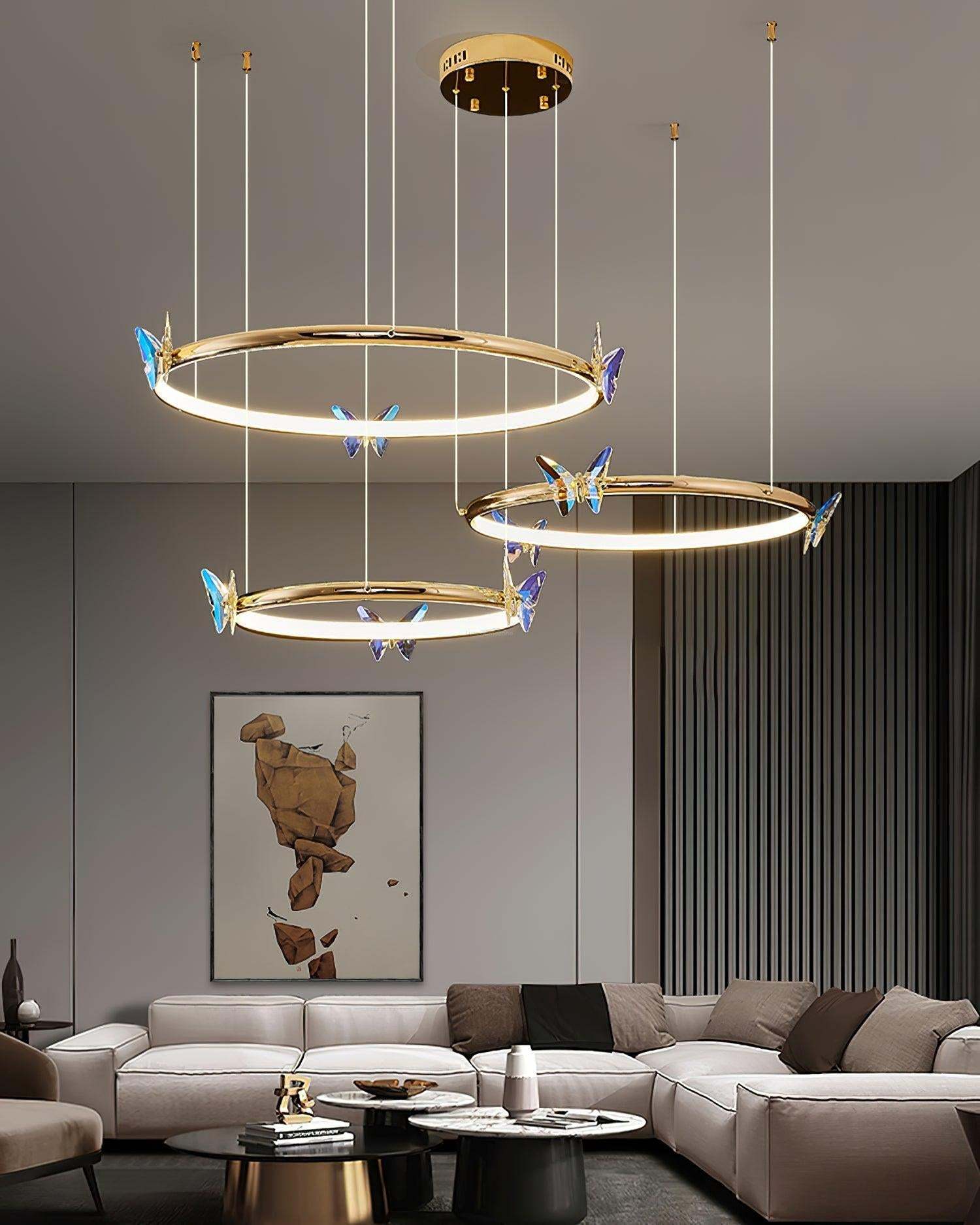 Blue Butterfly Round Chandelier-Sylvia Space