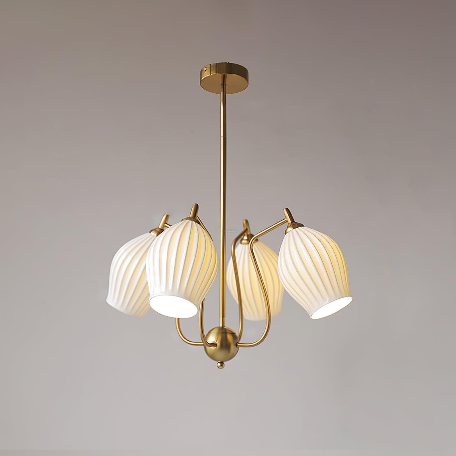 Ceramic Ribbed Chandelier with 4/6/8 heads-Sylvia Space
