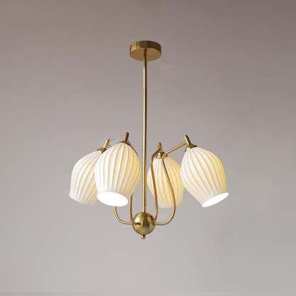 Ceramic Ribbed Chandelier with 4/6/8 heads-Sylvia Space