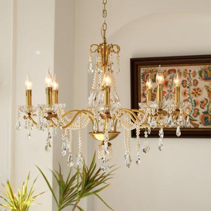 Crystal Pearl Candle Chandelier-Sylvia Space