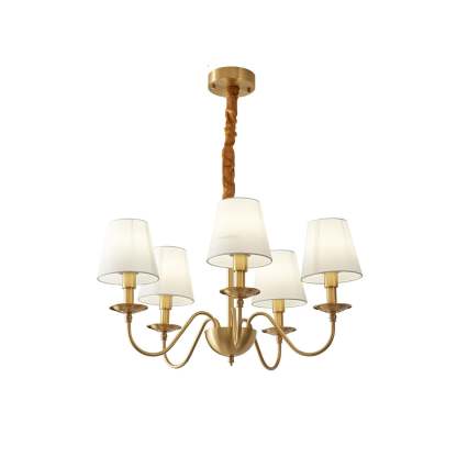 Tapered Fabric Brass Chandelier with 3/5/8 heads-Sylvia Space