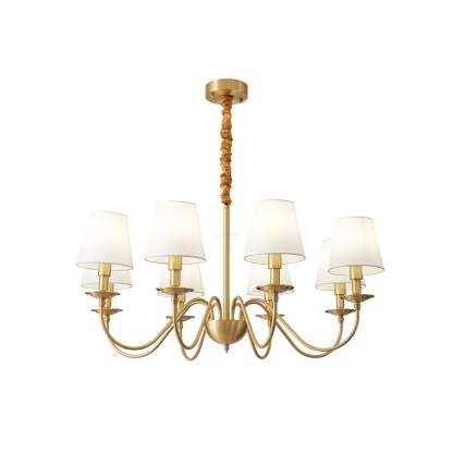 Tapered Fabric Brass Chandelier with 3/5/8 heads-Sylvia Space