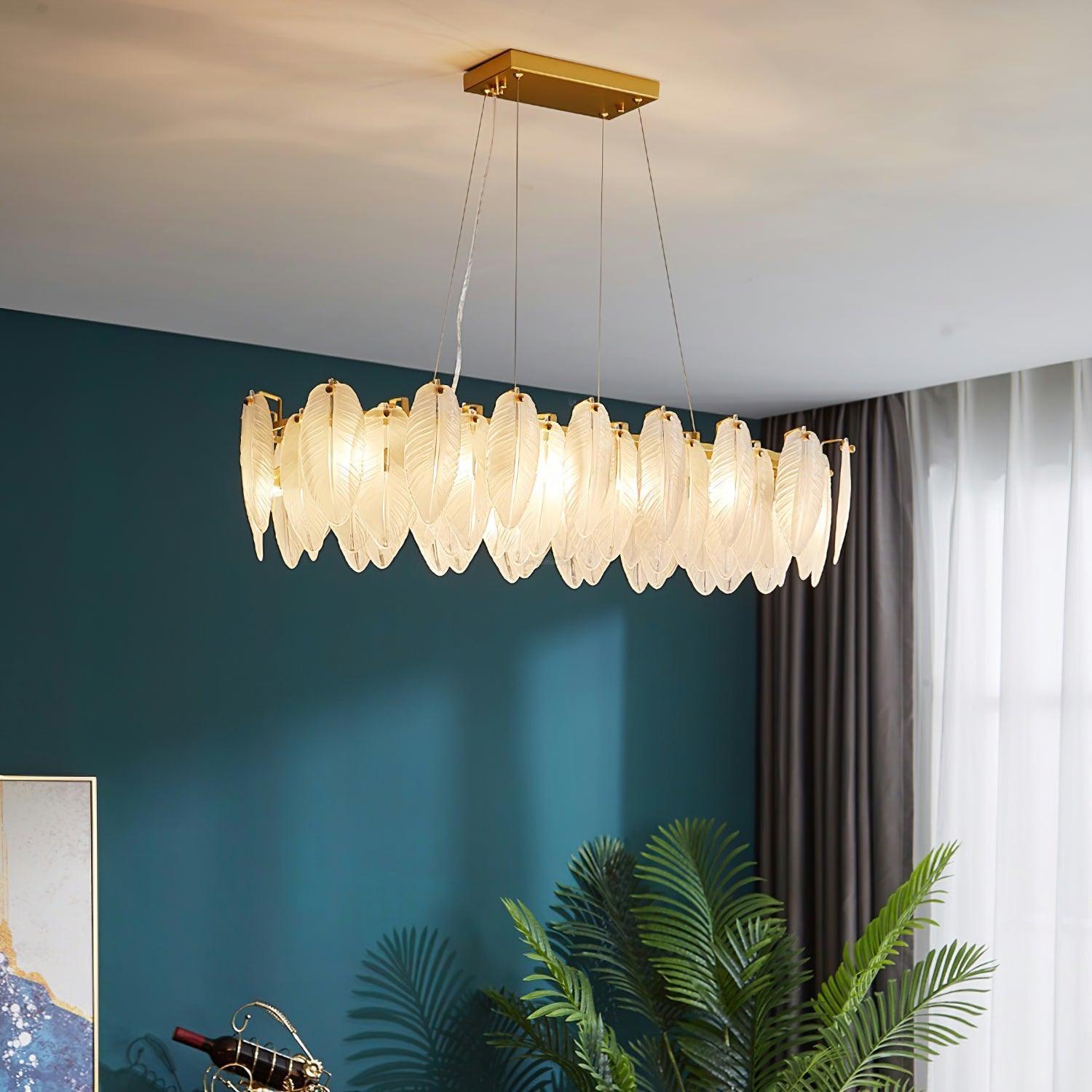 Glass Feather Style Chandelier-Sylvia Space